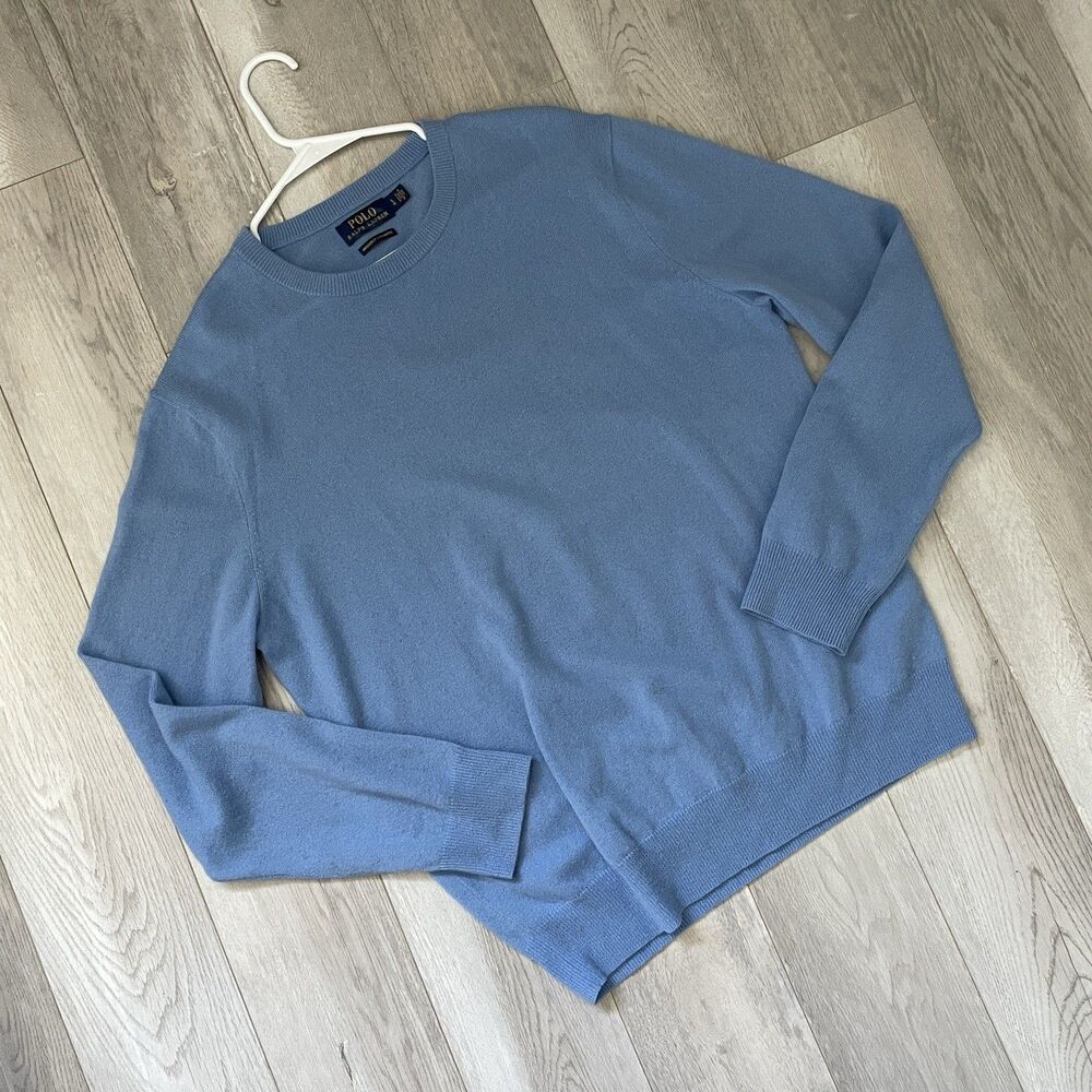 Polo Ralph Lauren Sweater washable cashmere crewneck mens Blue (large) classic